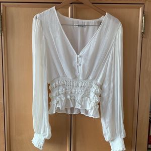 White Balloon Sleeved Top